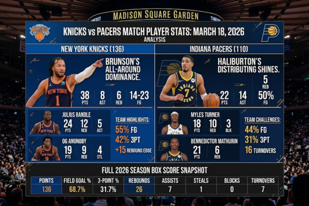 knicks vs pacers match player stats