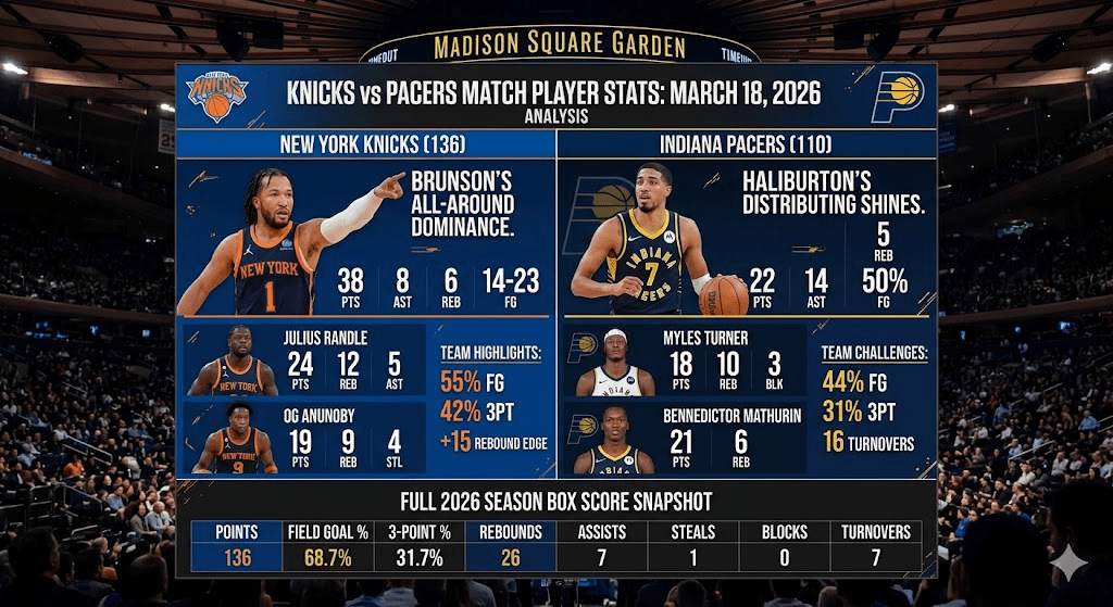 Knicks vs Pacers Match Player Stats: Full 2026 Analysis & Box Score